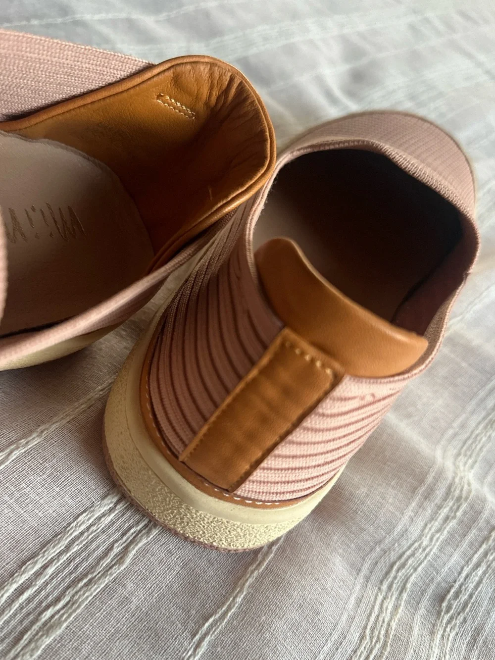 Mi.iM Parker Knit Slip-On Platform Sneakers Blush Pink/Tan | 8  NWOB